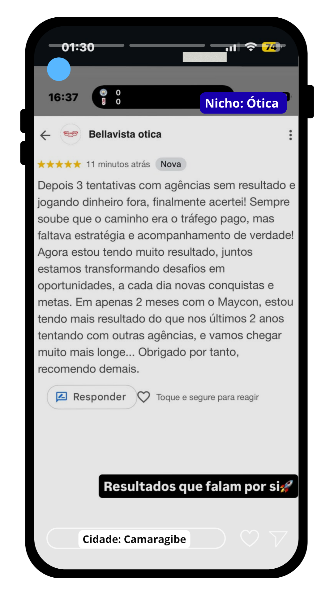 Depoimento Bellavista Ótica — Nicho Ótica, Camaragibe