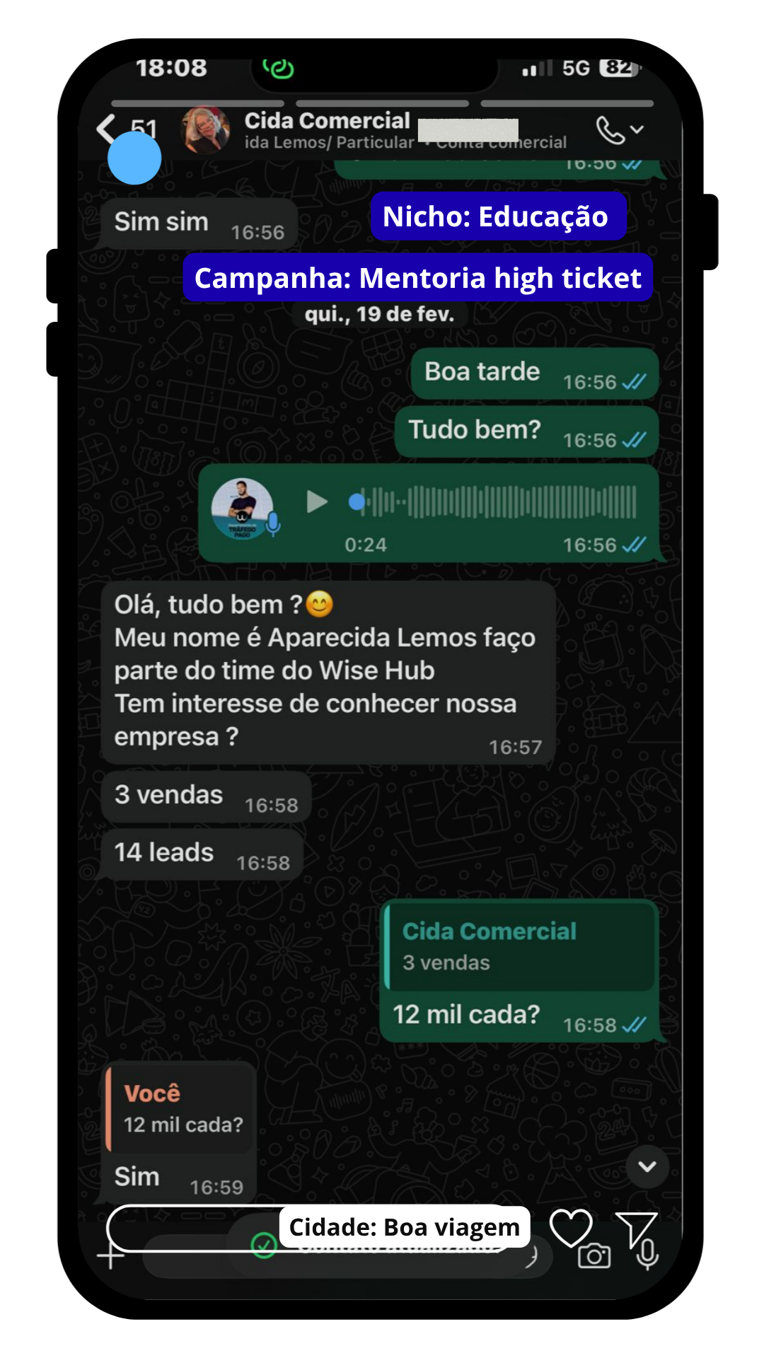 Depoimento Cida Comercial — Nicho Educação, mentoria high ticket