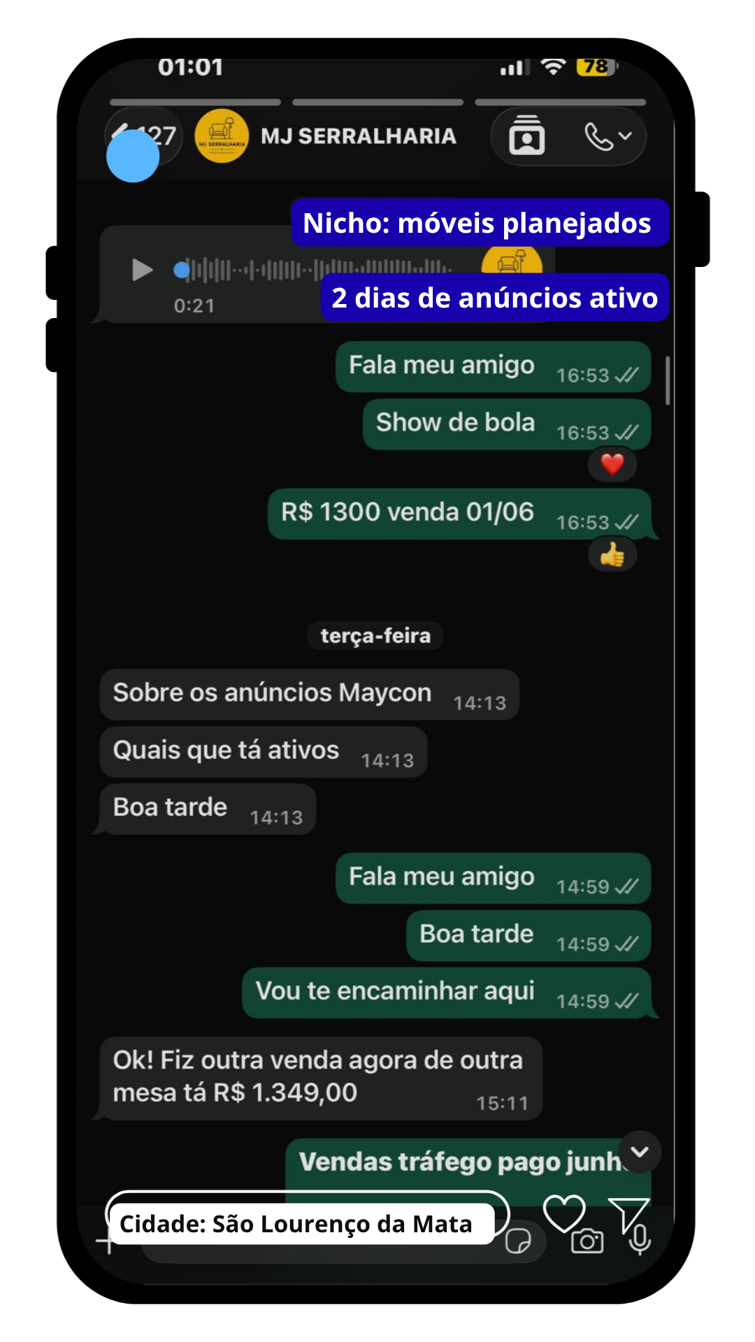 Depoimento MJ Serralharia — Nicho móveis planejados, São Lourenço da Mata
